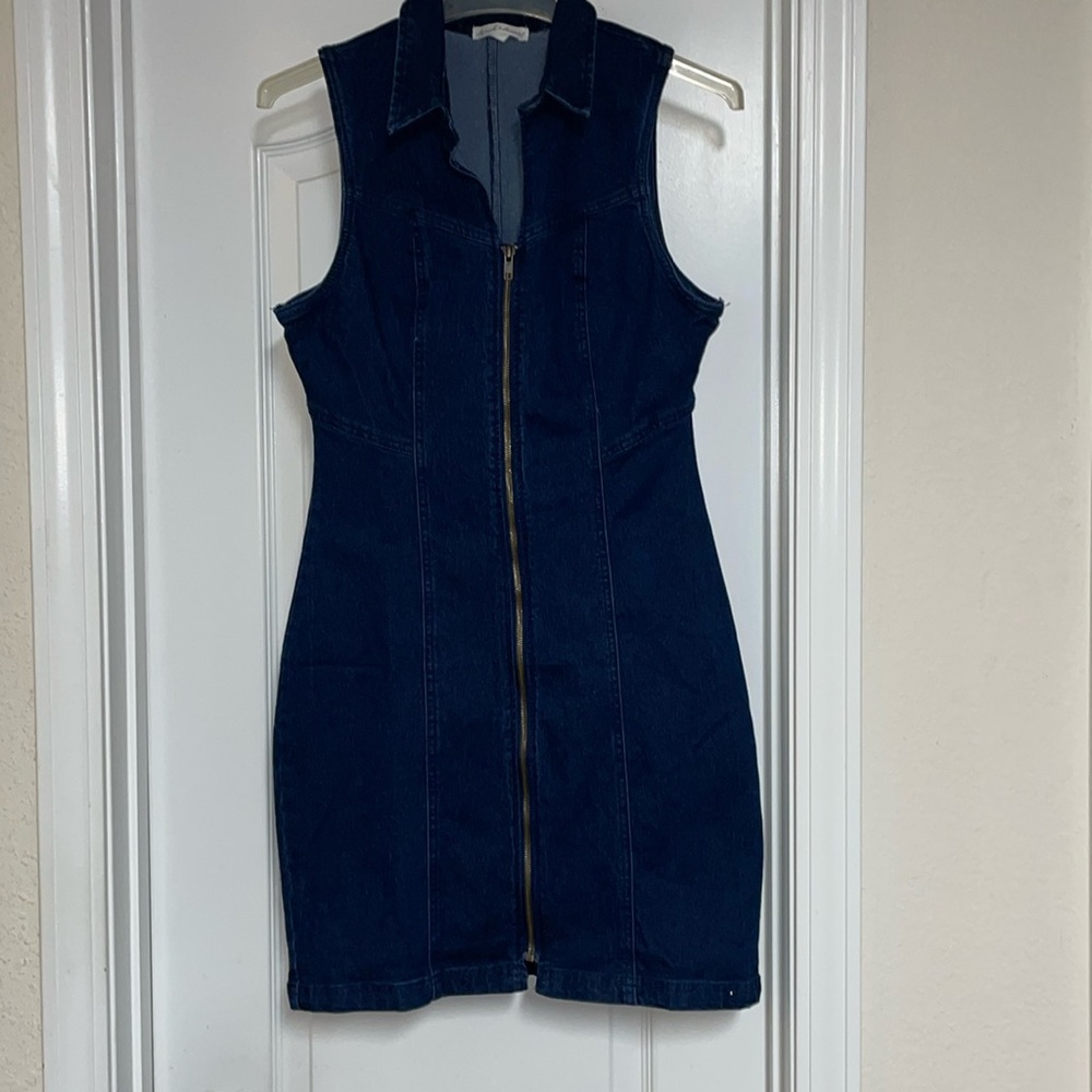 Derek Heart denim dress new, no tags size L. Length 35 inches. blue denim color